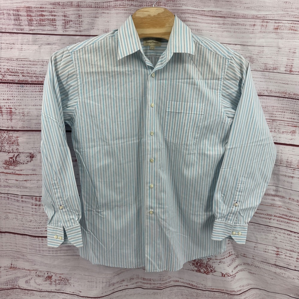 Tommy Bahama Shirt Mens Medium 15.5 34-35 Striped Button Down Long Sleeve Casual
